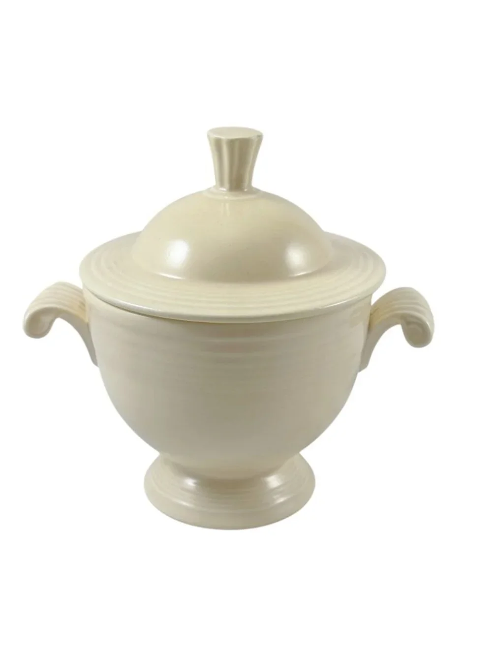 Fiesta Old Ivory Cream Stick Handle Creamer and Lidded Sugar Bowl Vintage 1940s